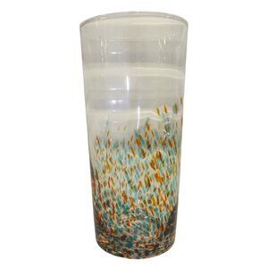 Starbucks 18 Oz Tumbler To Go Cup Glass Turquoise Orange Speckled Collectible